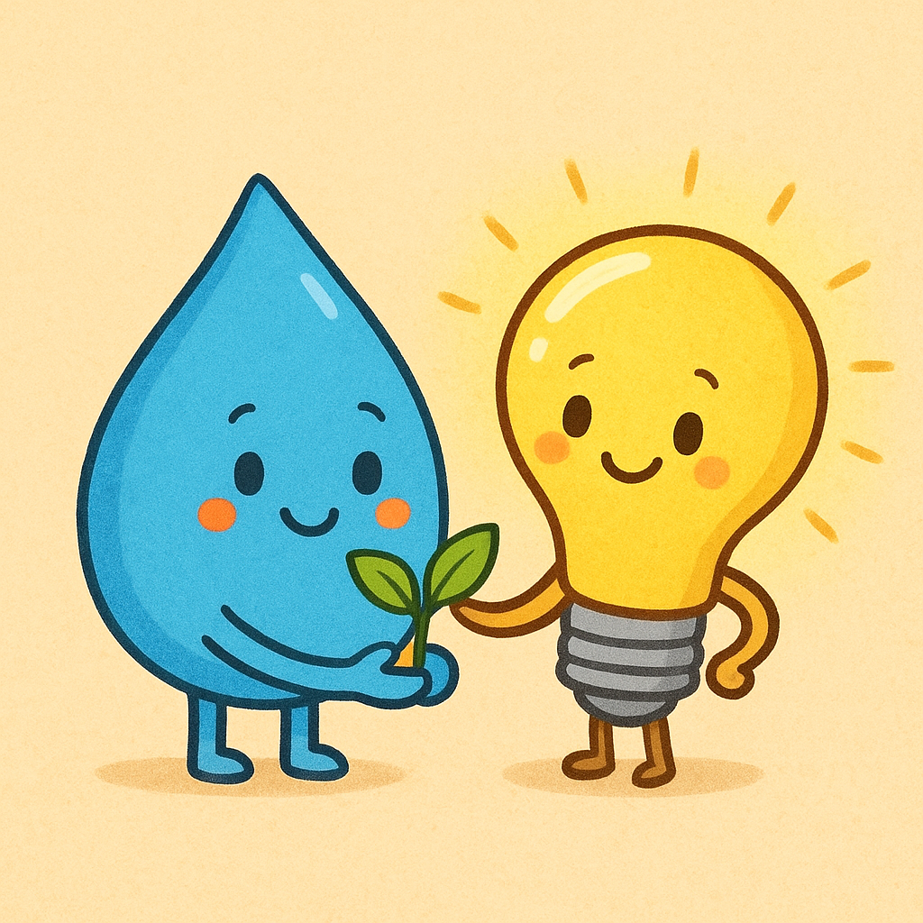 Ilustración sobre ahorro de agua y energía