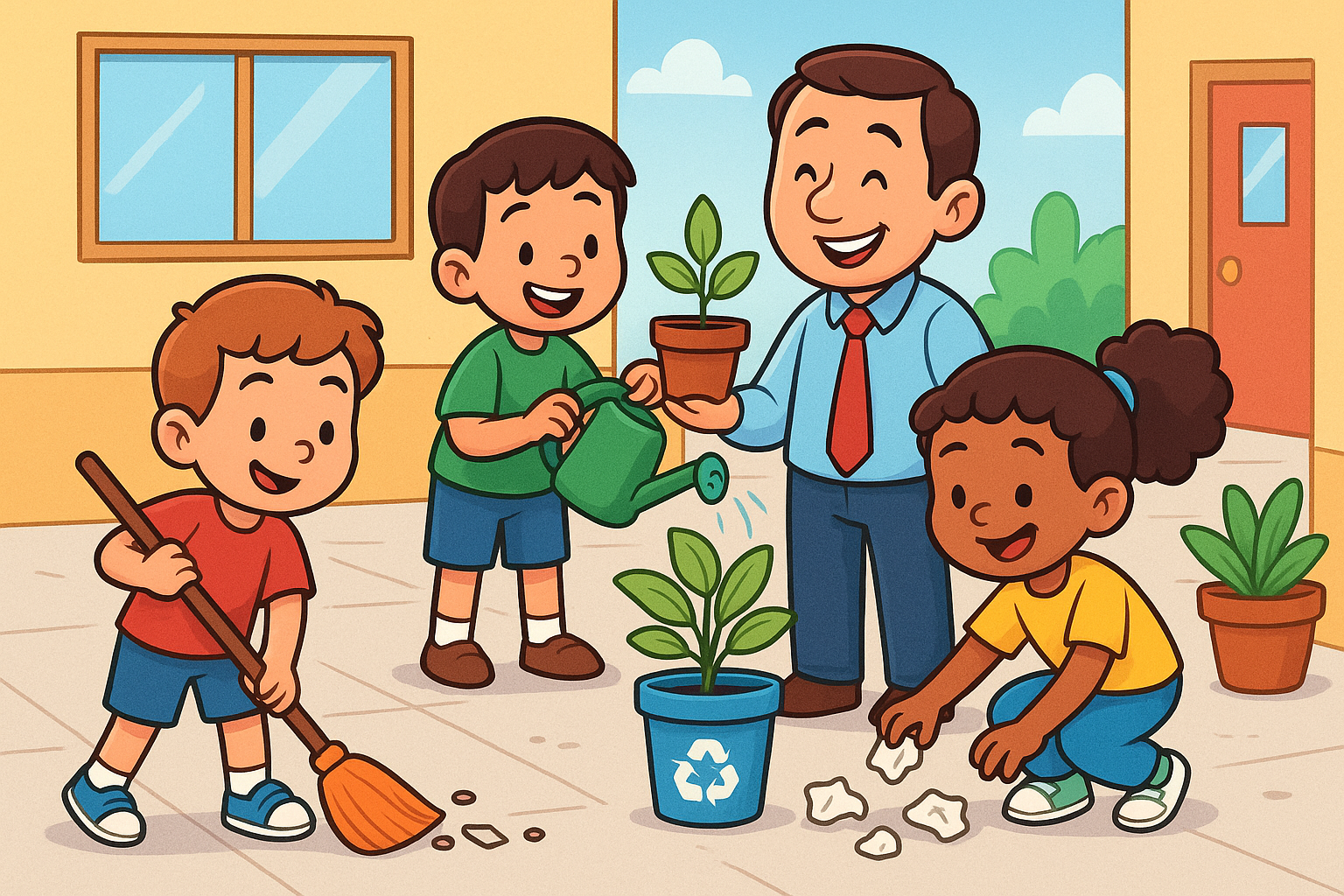 Ilustración sobre cuidado de espacios comunes